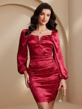 Almamuse Women V-Neck Ruched Form-Fitting Jacquard Dress